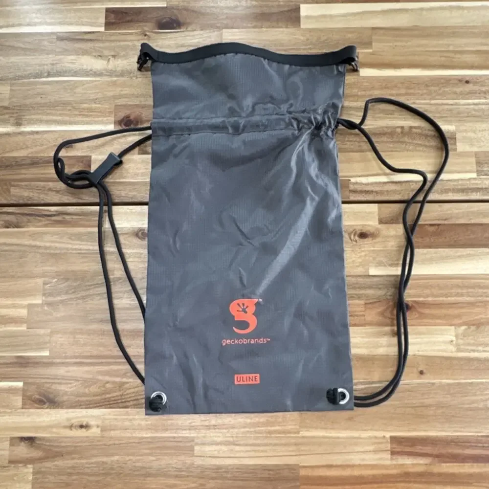 Geckobrands Waterproof Drawstring Backpack Uline Gray Orange Nylon Hiking